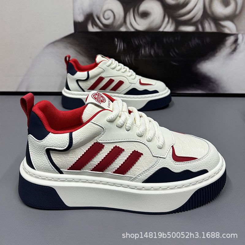 Men's 2026 spring new arrival: casual, versatile white sneakers - youth style, street style, chunky sole