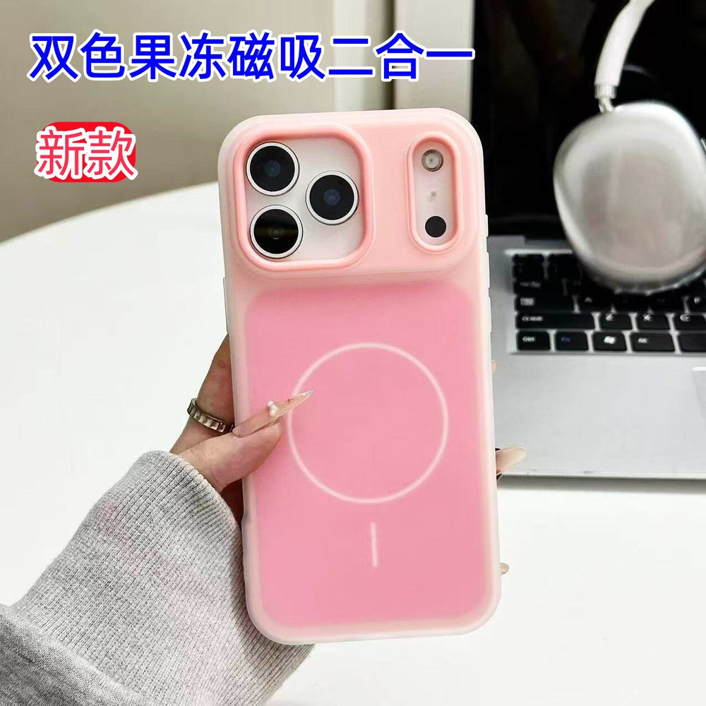 New two-color jelly magnetic two-in-one suitable for iphone17promax mobile phone case apple 11 frosted skin feel