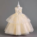 Export long skirt kids dress pearl flower wedding dress princess dress female flower girl birthday dress girl dress