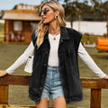 Fashion cross-border women's clothing  new independent station stylishflap pocket pantscasual washed denim vest waistcoat tops