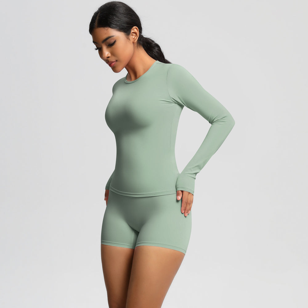 new arrival: seamless, barely-there long-sleeve t-shirt yoga set - quick-dry, breathable, outdoor running & fitness apparel