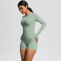 new arrival: seamless, barely-there long-sleeve t-shirt yoga set - quick-dry, breathable, outdoor running & fitness apparel