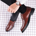 Men's leather dress shoes - business, casual, trendy, spring, british style, groom, korean style, cross-border, soft sole, breathable wedding shoes