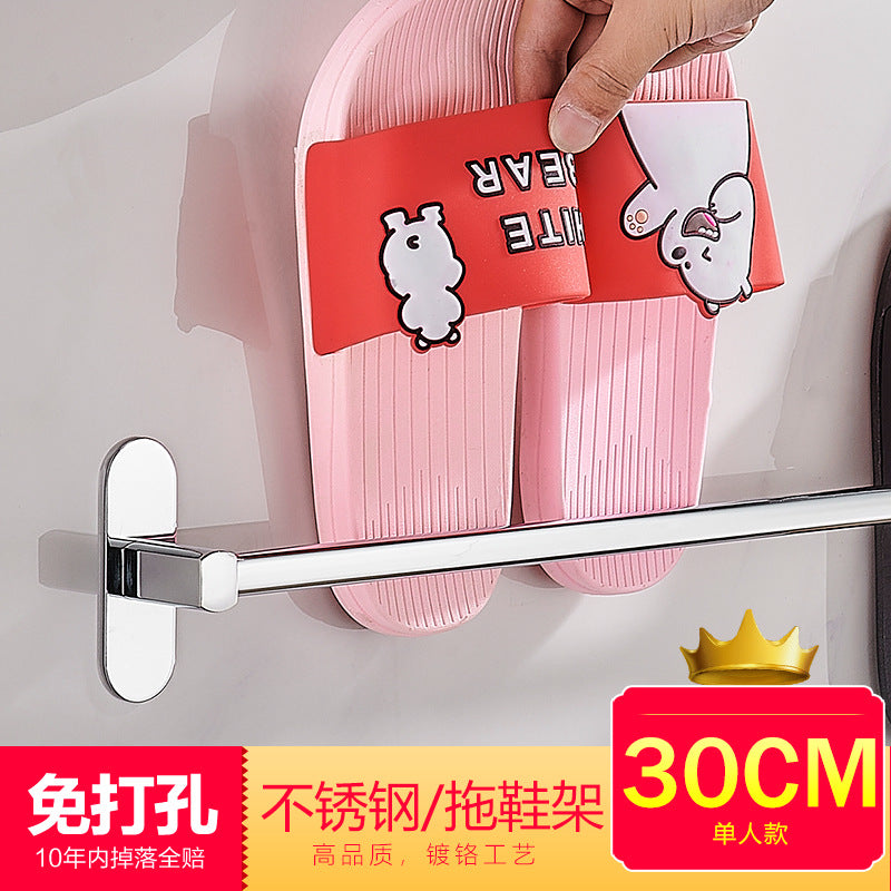 Stainless steel slipper rack bathroom toilet non-punching wall wall-mounted toilet door rear drain shoe storage rack