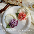 Beautiful camellia hair tie for girls, side braided hair accessories, low ponytail hair tie, leather headband