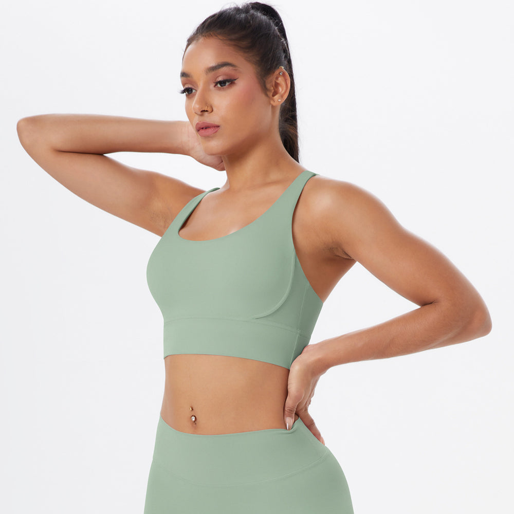 New women's seamless yoga tank top - criss-cross back, sports bra, fitness yoga wear, quick-dry, shock-absorbing sports bra