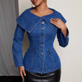 fashion street style large lapel denim long sleeveseasiest for matchfashionsexystylish women's outweartrendy