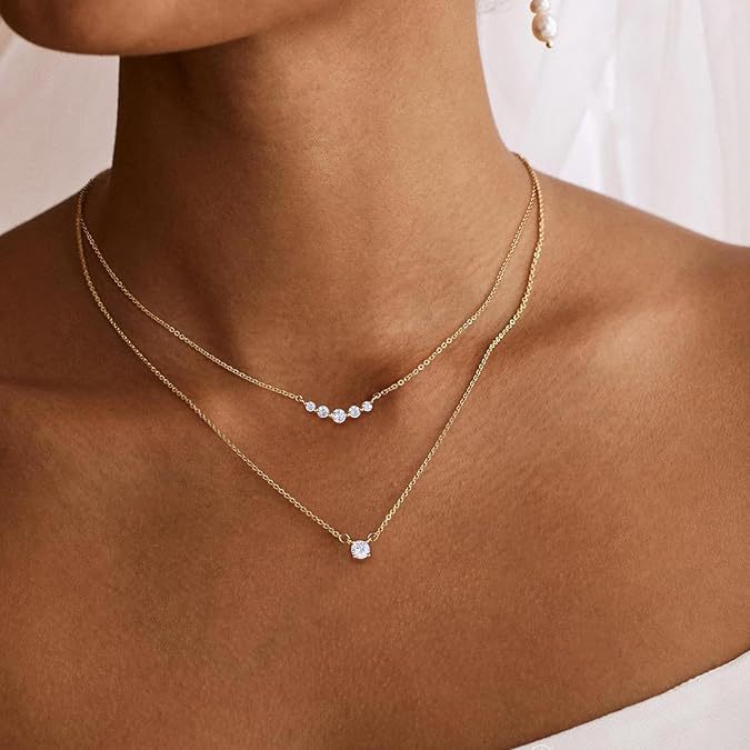 Fashion cross-border three-layer gold o-shaped chain copper-plated real gold box chain necklace accessible luxury clavicle chain jewelry