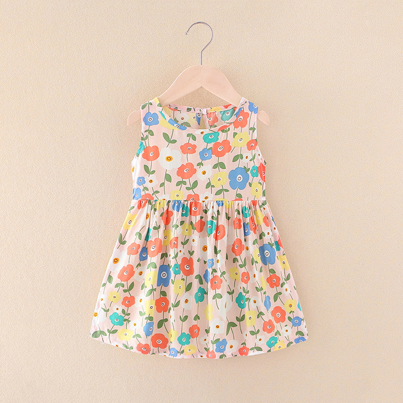 Girls' summer  new collection: cotton silk dress, children's princess dress, lightweight cotton silk nightgown - wholesale