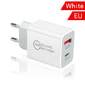 Pd20w charger us plug, 20w dual-port fast charging adapter, qc3.0 + pd compatible with apple, huawei, and xiaomi devices