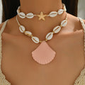 New arrival shell necklace wholesale fashion cross-border necklace bohemia beach style pendant women's double-layer design necklace
