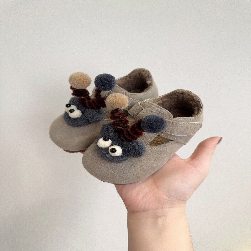 Children's versatile Doudou shoes 2024 autumn and winter Korean version of boys' velvet cotton shoes girls' cute warm Birkenstocks