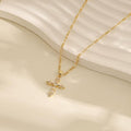 Amazon new arrival: cubic zirconia inlaid cross choker necklace - 14k gold plated smooth cross pendant box chain necklace