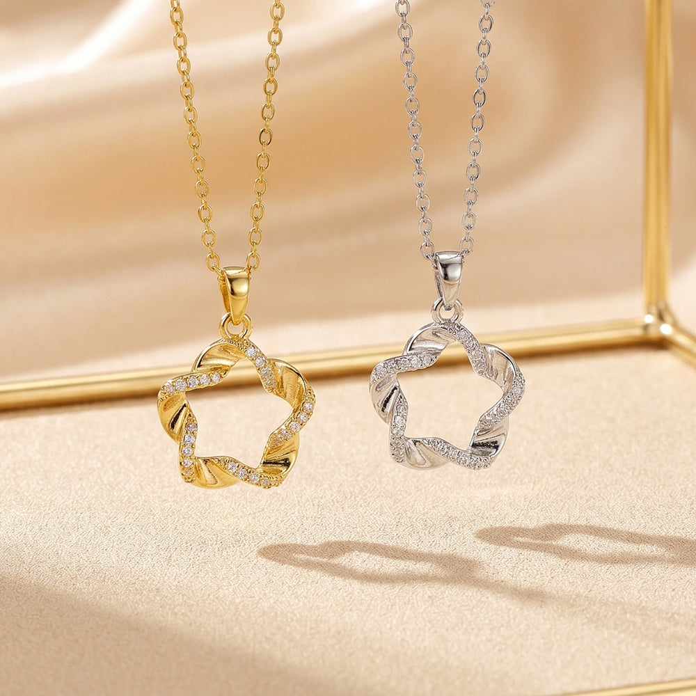 popular easiest for match five-pointed star inlaid zirconium necklace accessible luxuryniche style female elegantfashion non-fading clavicle chain jewelry