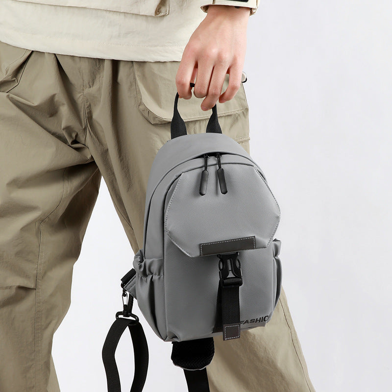 Foreign trade new trendy fashion messenger bag leather film texture men's breast bag large capacity simple and light casual shoulder bag