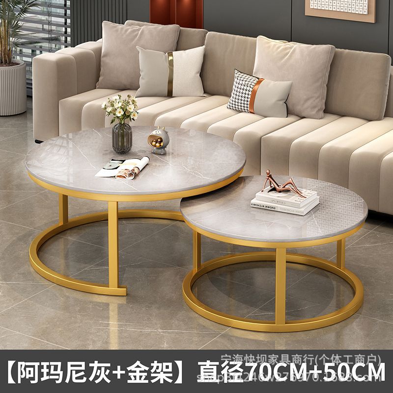 New rock slab nesting coffee table set - modern minimalist luxury living room table for small spaces - trending coffee table
