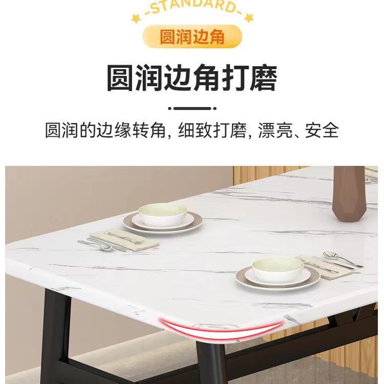 Luxury faux marble commercial dining table - rectangular dining table for wall-mounted use in rental properties, hotels, noodle shops, and restaurants - dining table and chair set