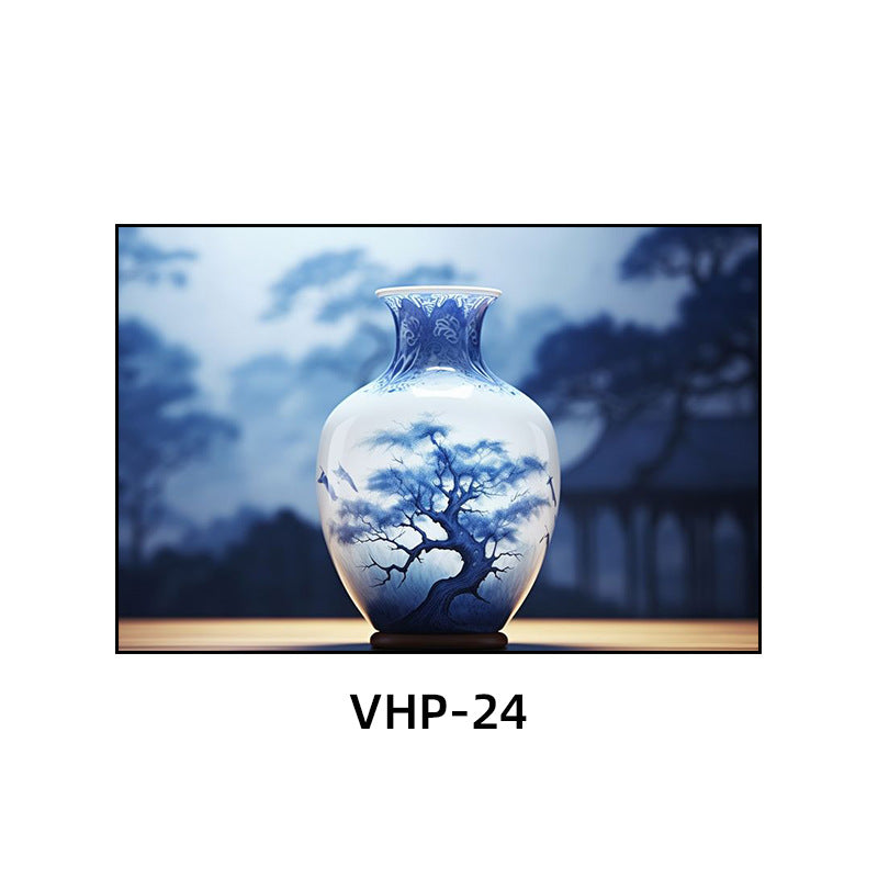 Blue and white porcelain decorative painting vase porcelain ceramic new Chinese style living room hanging painting hotel hotel restaurant box Chinese style