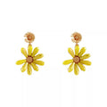 Dopamine chic yellow earrings - vintage daisy flower studs - vacation vibe - luxury & high-end dangle earrings