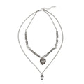 Hip-hop trendy versatile skull pendant necklace - statement layered metal heart cross men's necklace