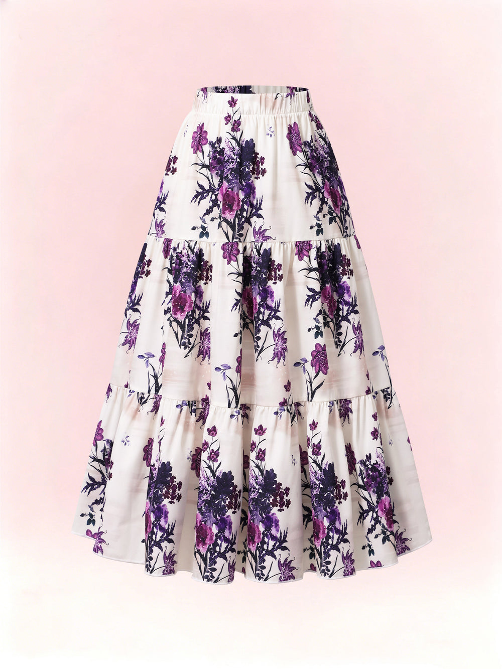 Girls' midi skirt, floral print flowy skirt