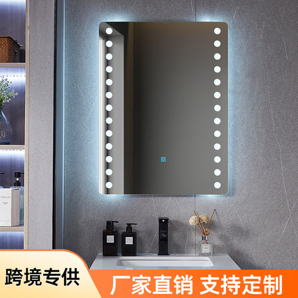 LED smart mirror bathroom makeup mirror high definition bluetooth single and double touch screen mirror square wall mounted LED mirror