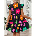code new arrival  original women's summer vacation style v neckprinting doll dress