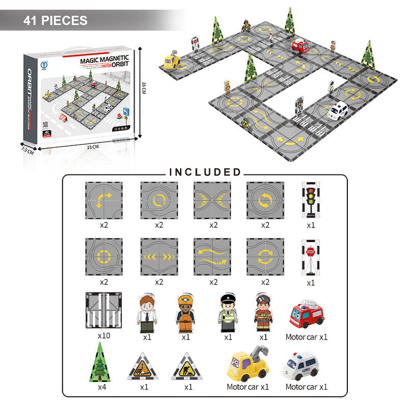 Kids educational diy painted diamond pattern magnetic track building blocks baby puzzle puzzle magnetic sheet square castle toy