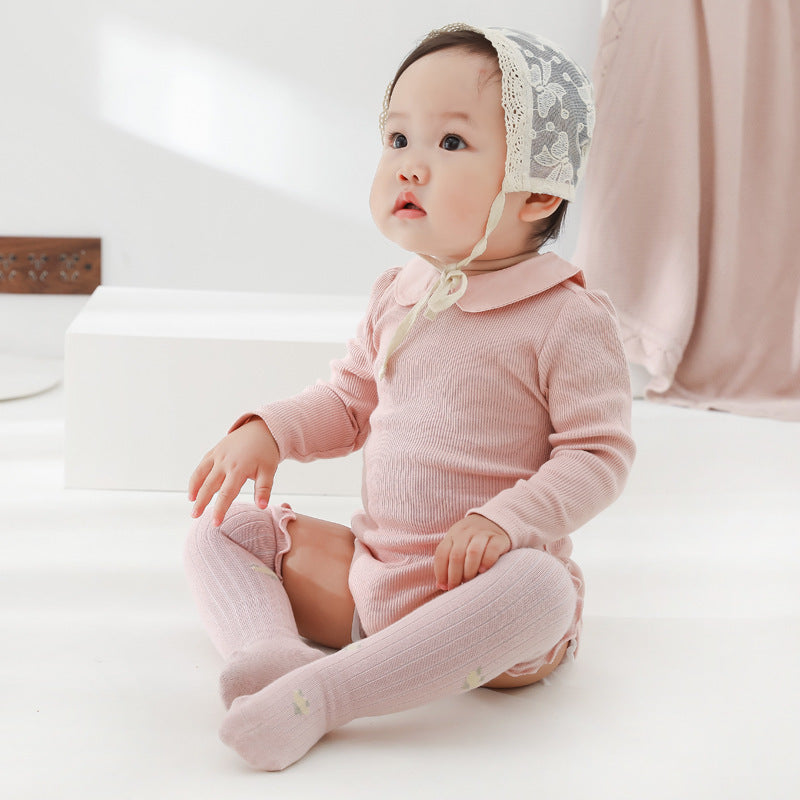 Babylon baby socks women's long tube baby kidskidskids high tube socks floral loose mouth newborn non-leg girl socks