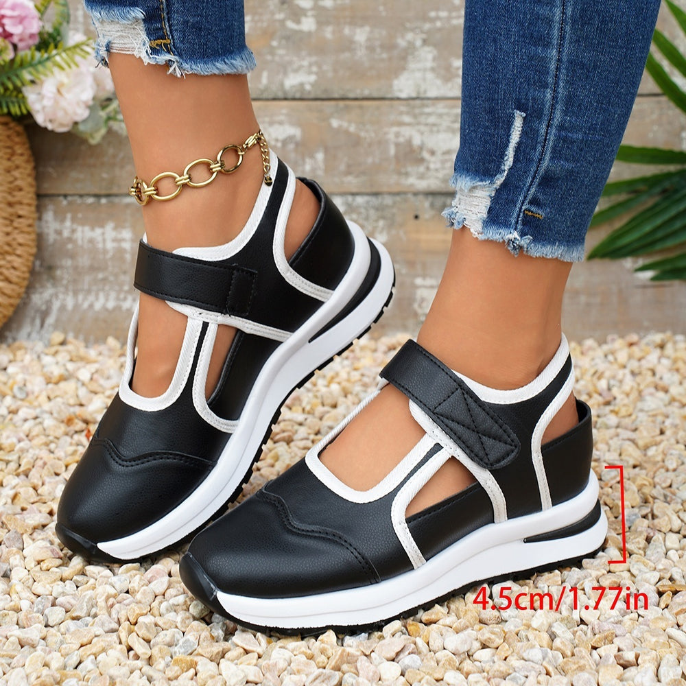 summer new arrival: everyday sporty style, plus size platform sandals with closed toe and open back, chunky sole