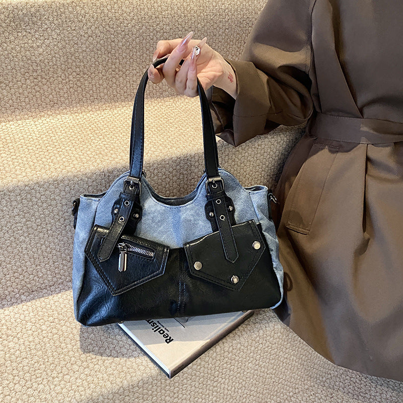 Retro style large-capacity bag women's 2025 autumn and winter new women's bag handbag versatile messenger bag soft leather tote bag