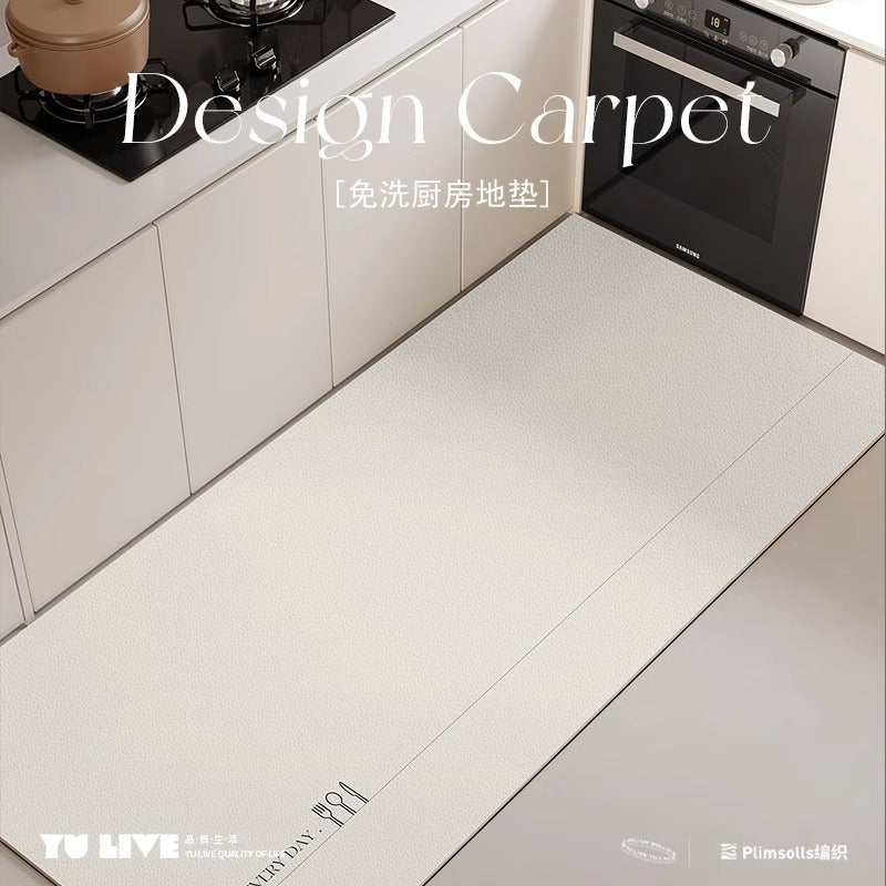 Leather kitchen floor mat non-slip oil-proof wipeable no-wash carpet pvcwaterproof mat whole floor for home stain-resistant mat