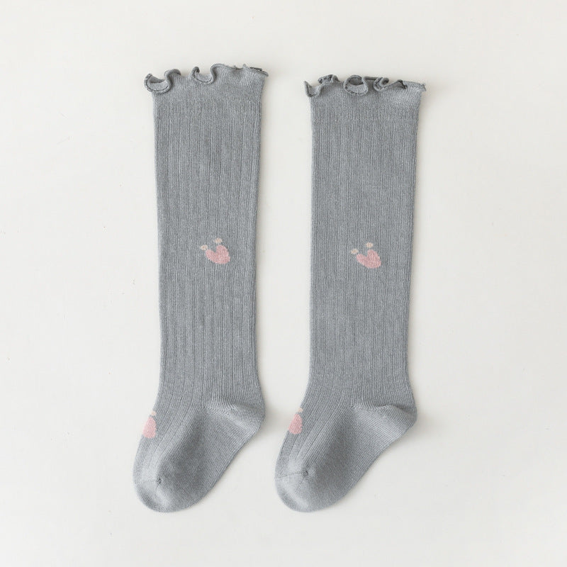 Babylon baby socks women's long tube baby kidskidskids high tube socks floral loose mouth newborn non-leg girl socks