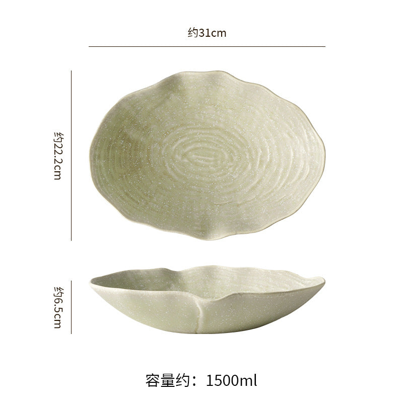Japanese-style pasta plate, household salad plate, high-end restaurant ceramic tableware, retro straw hat bowl, light luxury western food plate
