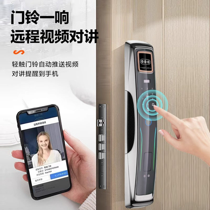 Electroplated smart lock face recognition fingerprint lock video intercom smart door lock electronic lock password lock