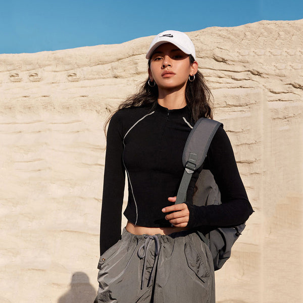 2024 spring and autumn new  tight long-sleeved yoga clothes outdoor running sports T-shirt solid color top