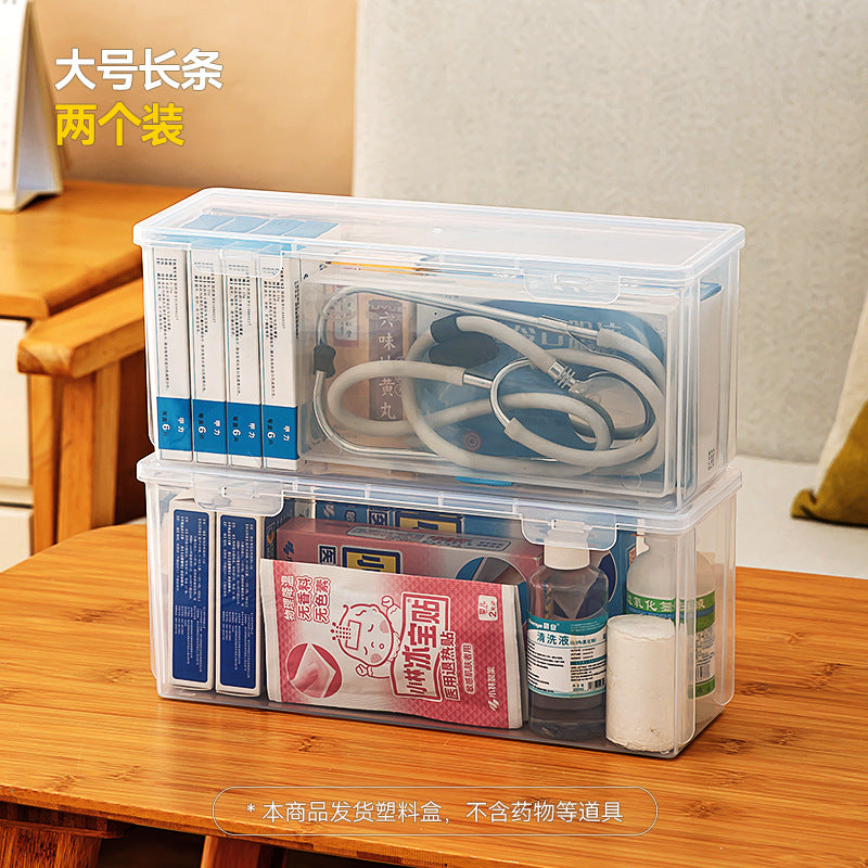 Flip small medicine box Portable with lid Stackable rectangular storage box Transparent storage drug packaging box with lid