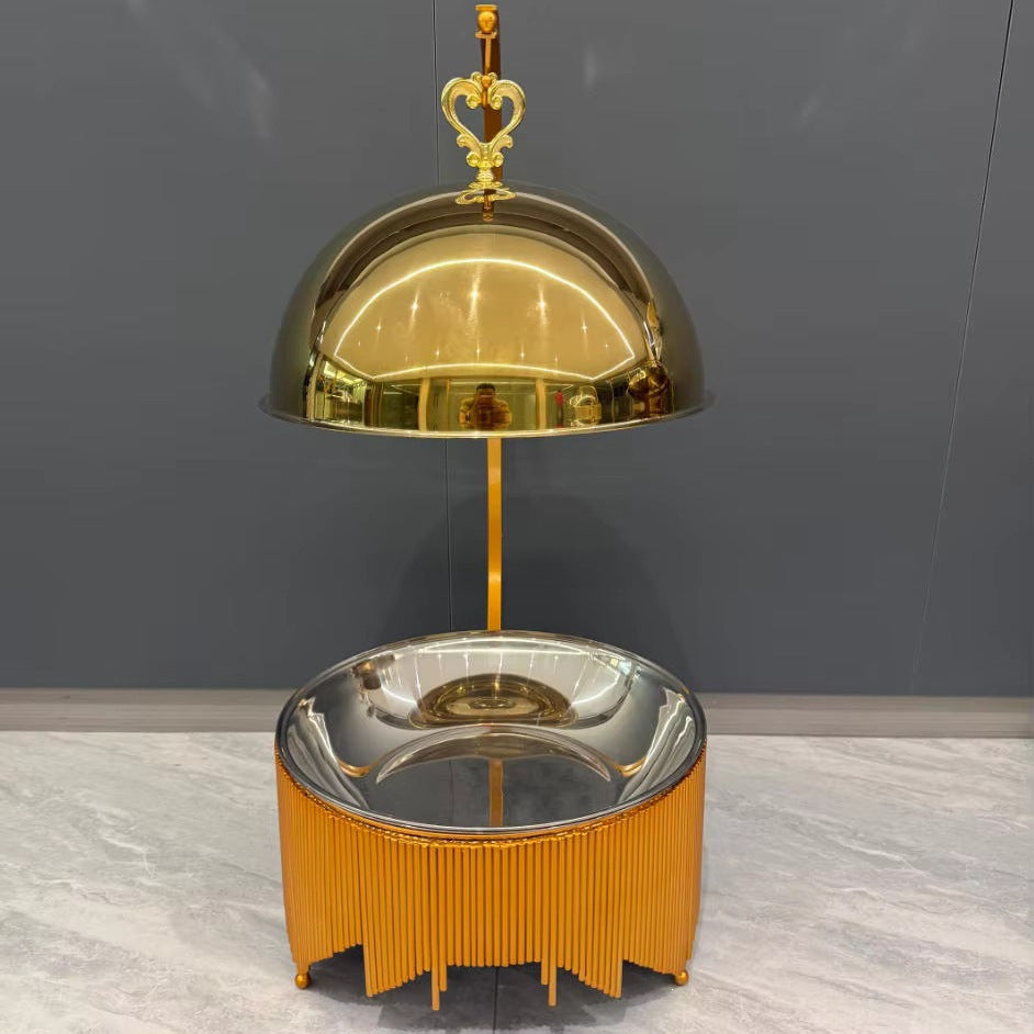 Gold stainless steel buffet warmer - openwork lid buffet stove - hotel restaurant heating and insulation furnace