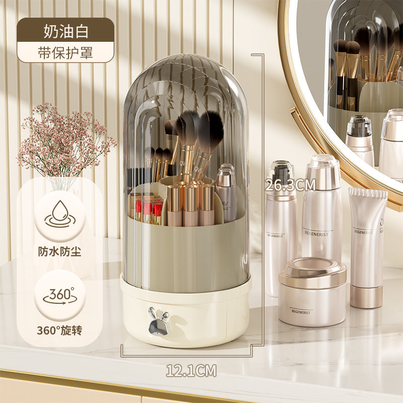 Makeup brush, lipstick storage cylinder, desktop, premium sense, rotating storage box, drawer type, vanity table, dust-proof storage box.