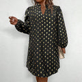 Casual stand-up collar hot stamping polka dot straight-leg skirt casual lantern sleeve casualwork clothing women's clothing 1688 supply
