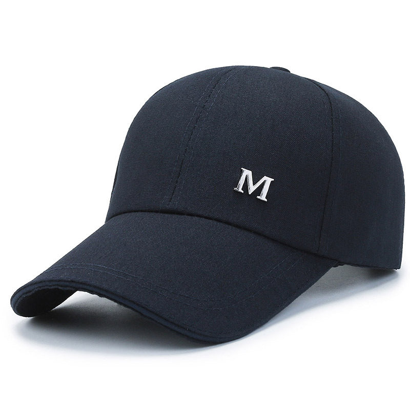 Canvas Baseball Cap Men's Extended Brim M Iron Standard Hat Sandwich Shade Sun Protection Cap Outdoor Fishing Cap Women