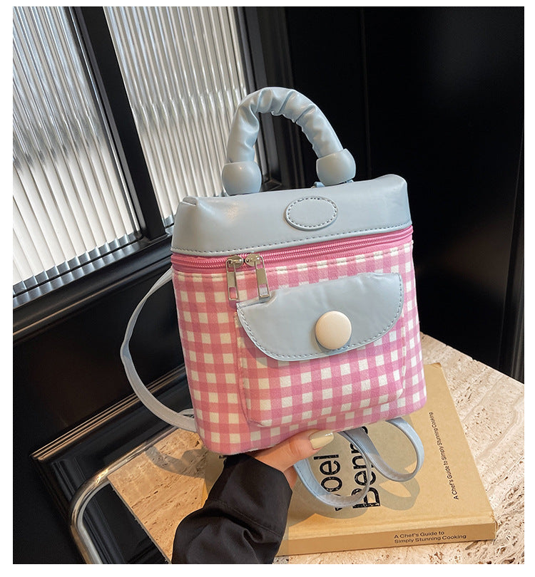 Niche Macaron color backpack cute women's new high-value sweet wind light luxury leisure commuter handbag