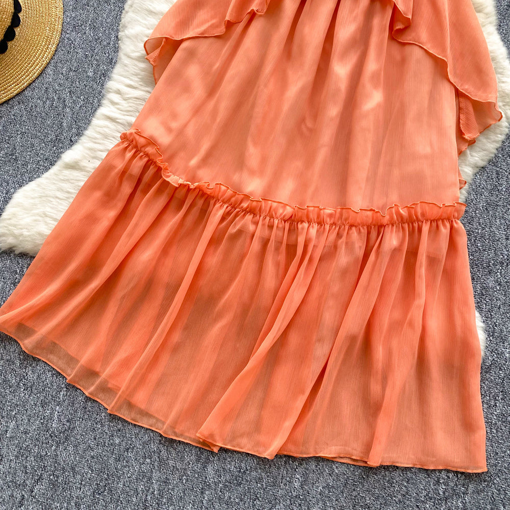 Beach vacation style cami dress - women's summer 3d floral ruffle hem bodycon maxi dress - unique, beautiful, and effortlessly chic