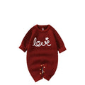 Export embroiderspring & falllove round neck infant kidsknitting one-piece pullover pure color khaki 028