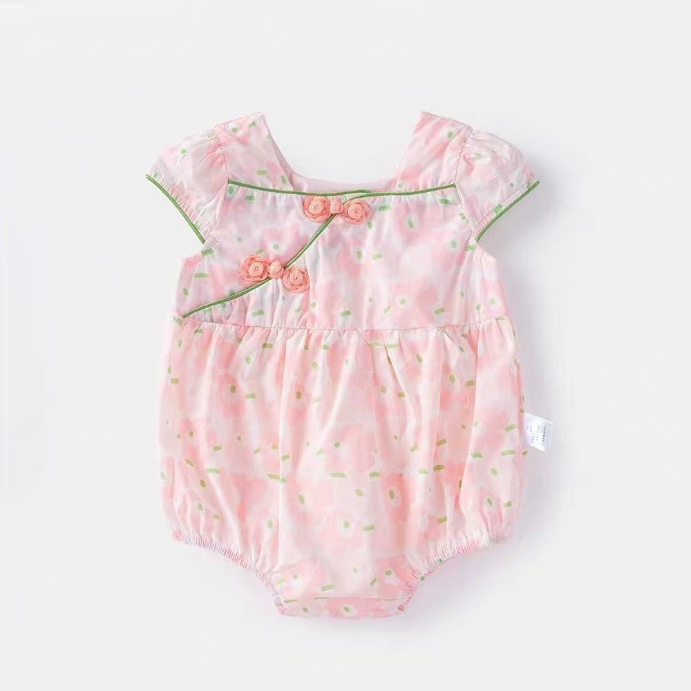 Summergirlnew arrivalflorals short-sleeved butt-covering korean stylenew arrivalbaby girl cute stylekids summer clothing rompers