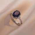Women's electroplated purple gemstone inlaid necklace, earrings, and ring set - unique design, accessible luxury, titanium steel jewelry