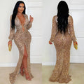 C7571 cross-border   fashion women's sexy deep v leopard print slit sleeveless dress new