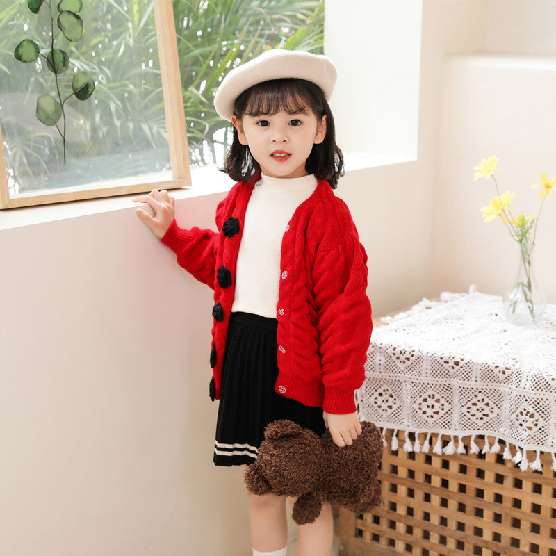 Girls' knit sweater cardigan -  collection - baby & toddler bubble sleeve knitwear