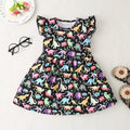 Five-piece set: flutter sleeve digital print dress