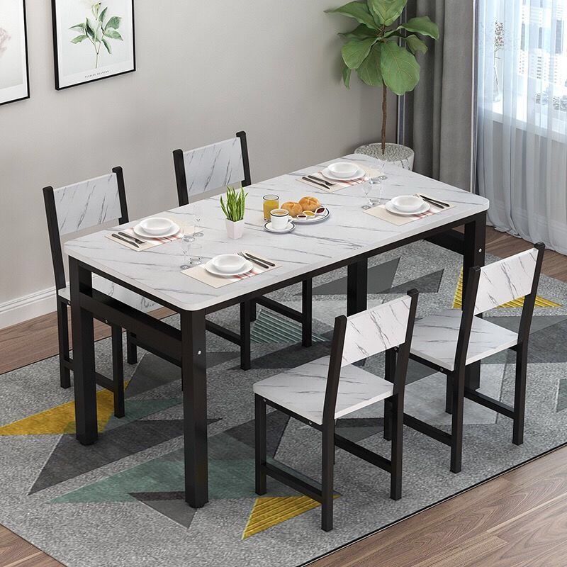 Fast food restaurant rectangular table and chair set, modern minimalist dining table, 4-6 person snack shop breakfast restaurant table